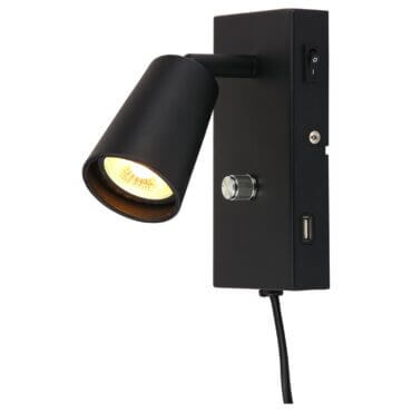 Kony LED Veggspot USB-Lader Dimbar 6W WarmDim Matt Sort